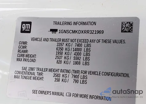 2024 Chevrolet Tahoe 2Wd Ls from USA, damaged, VIN 1GNSCMKDXRR321969